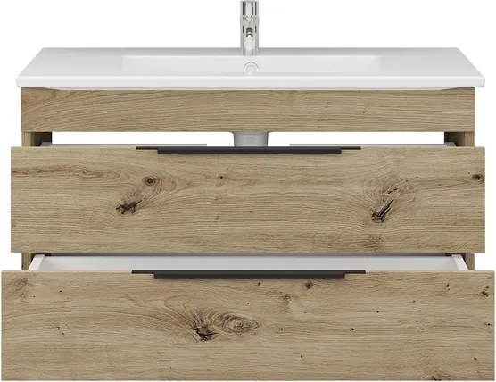 Mobile bagno sospeso 80 cm in rovere naturale spazzolato grezzo | LAC-EFESTO-80 - KAMALU