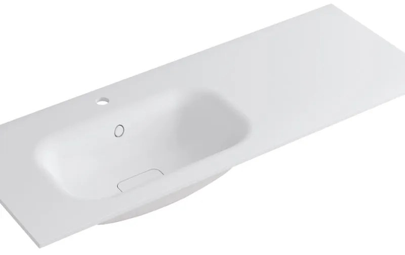 Lavabo a incasso rettangolare vasca a sinistra L 120.5 x H 15 x P 46 cm in resina bianco opaco