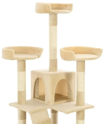 Albero per Gatti con Tiragraffi in Sisal 170 cm Beige