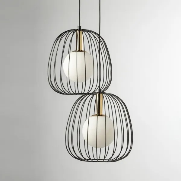 Lampadario a sospensione con filo BELL 2xG9/12W/230V nero/oro