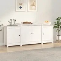 Credenza Bianca 164x37x68 cm in Legno Massello di Pino 821493