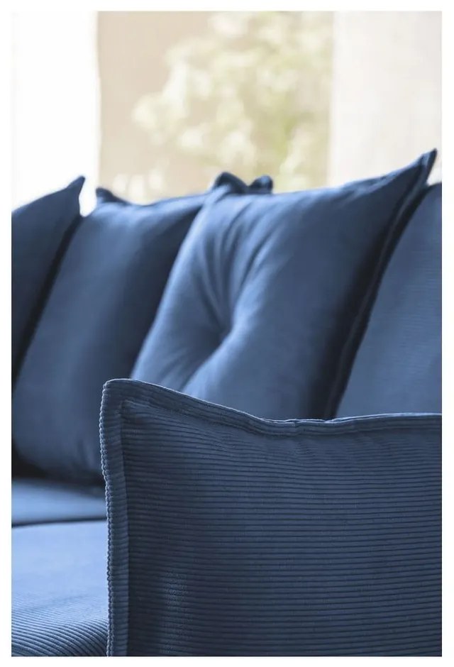 Divano letto angolare in velluto a coste blu scuro (variabile) Lazy Lukka - Miuform