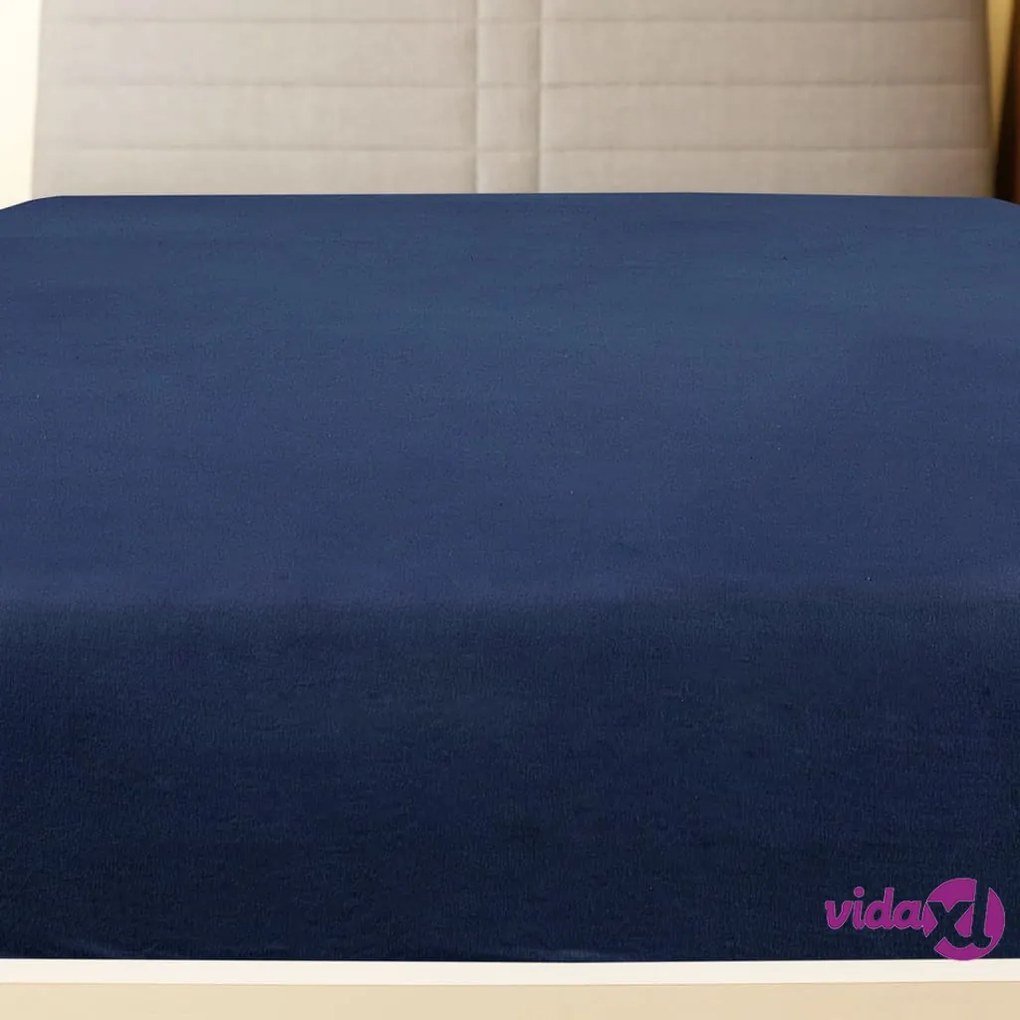 vidaXL Lenzuola con Angoli Jersey 2pz Blu Marino 140x200 cm Cotone