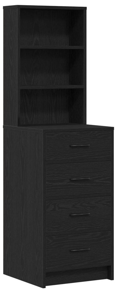 Set di toilette da 3 pezzi  con specchio led in rovere nero legno ingegnerizzato