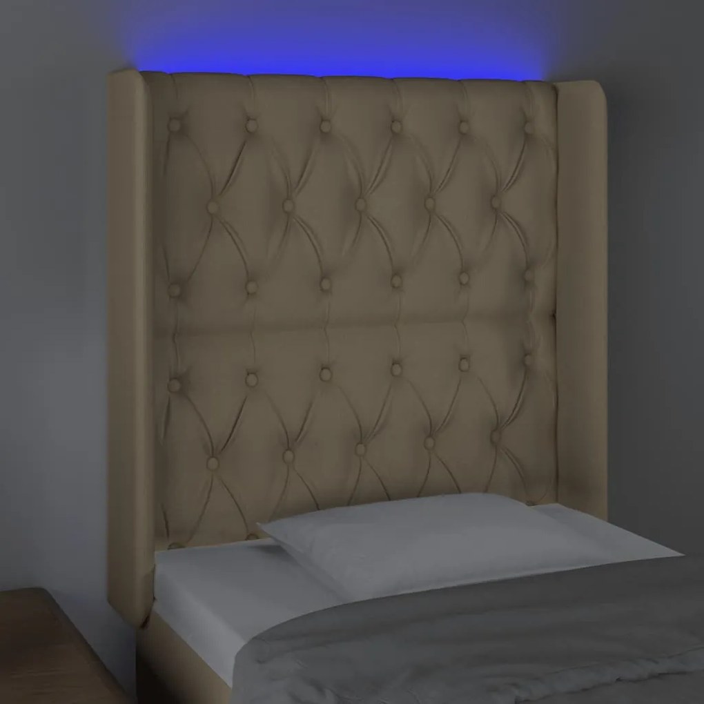 Testiera a led crema 83x16x118/128 cm in tessuto