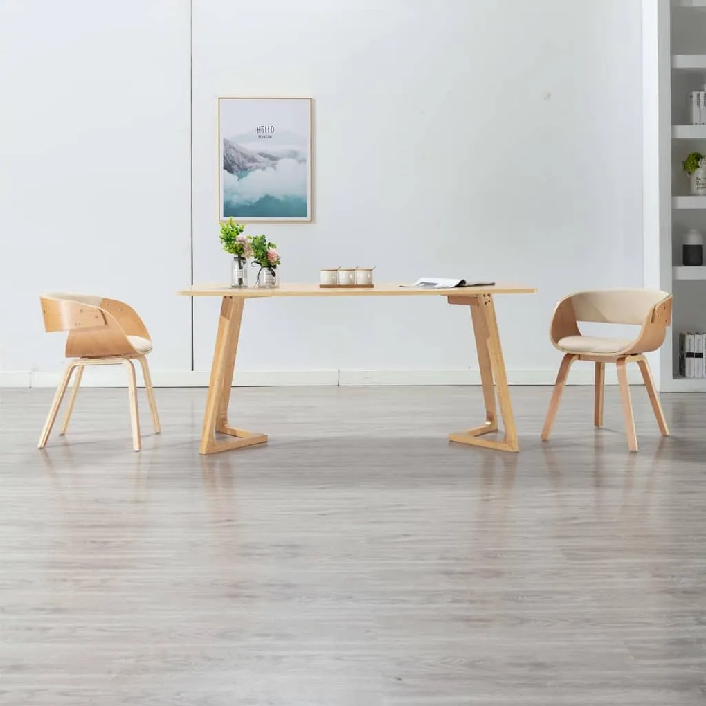 Sedie Da Pranzo 2 Pz İn Legno Curvato E Similpelle Crema /