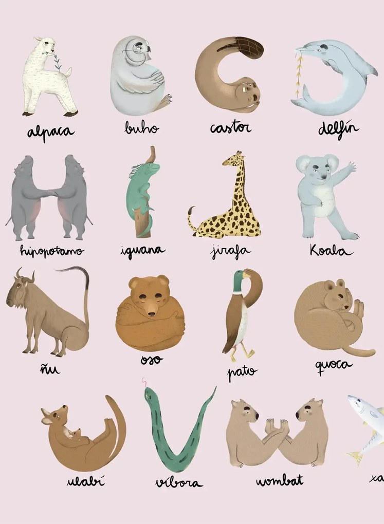 Coordonne Carta da parati panoramica Animal Alphabet - Pinky