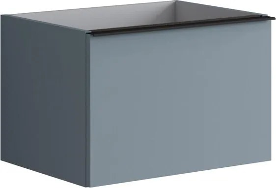 Mobile da bagno sospeso sotto lavabo Pixel plain 2 cassetti L 60 x H 40 x P 45.5 cm blu indaco e maniglia alluminio nero opaco