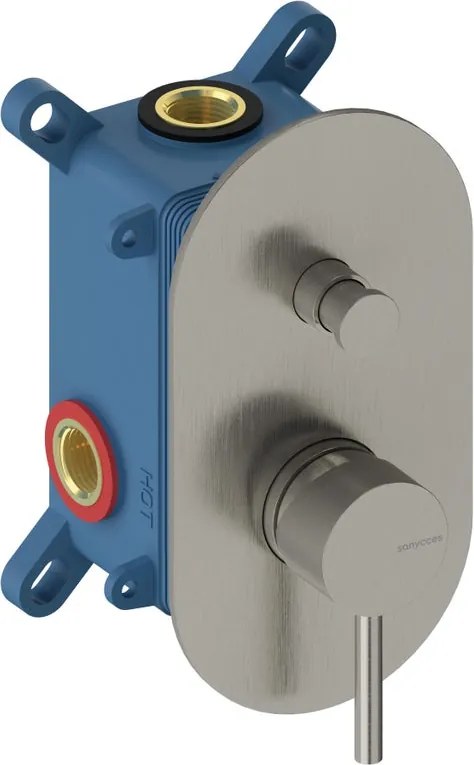 Rubinetto per doccia  termostatico ad incasso 2/3 vie LOOP nickel brushed SANYCCES