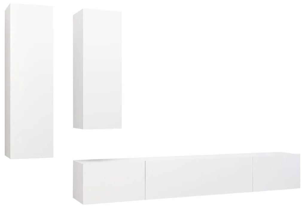 Set di mobili porta tv 4 pz bianco in legno multistrato