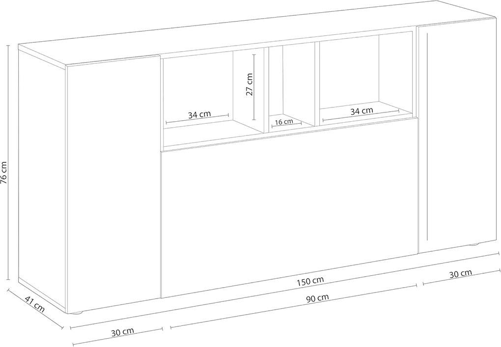 Mobile credenza Loira rovere Alaska bianco artik