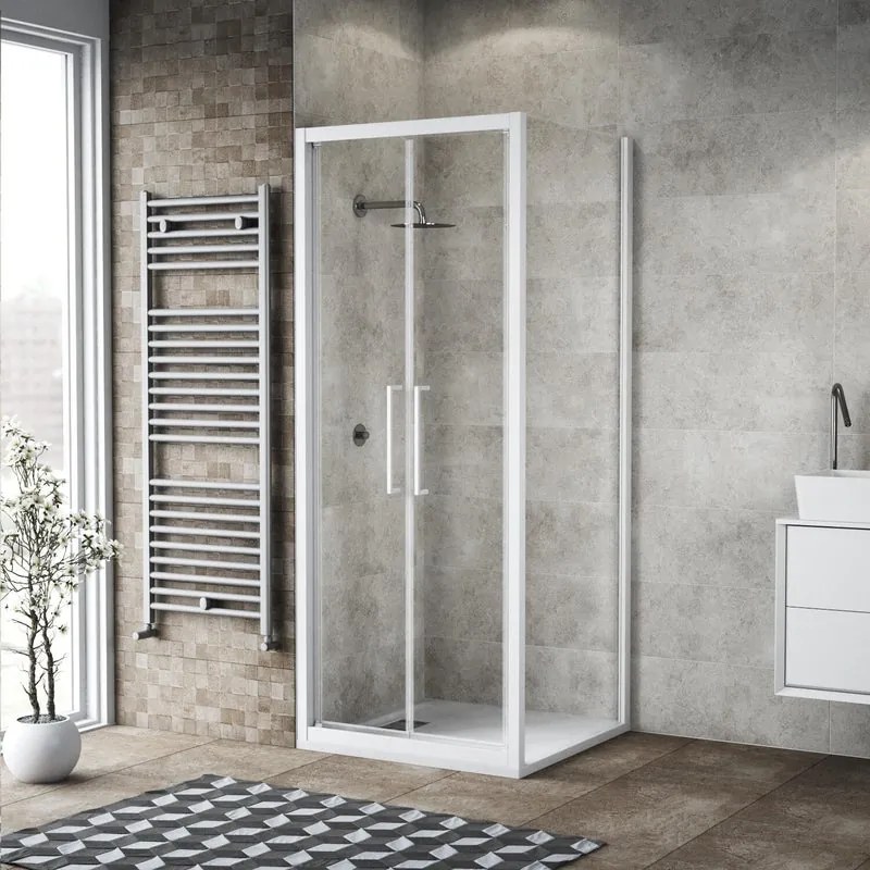 Box doccia con ingresso frontale battente Record L 75 x H 195 cm, vetro 6 mm vetro senza finitura / trasparente profilo bianco spazzolato