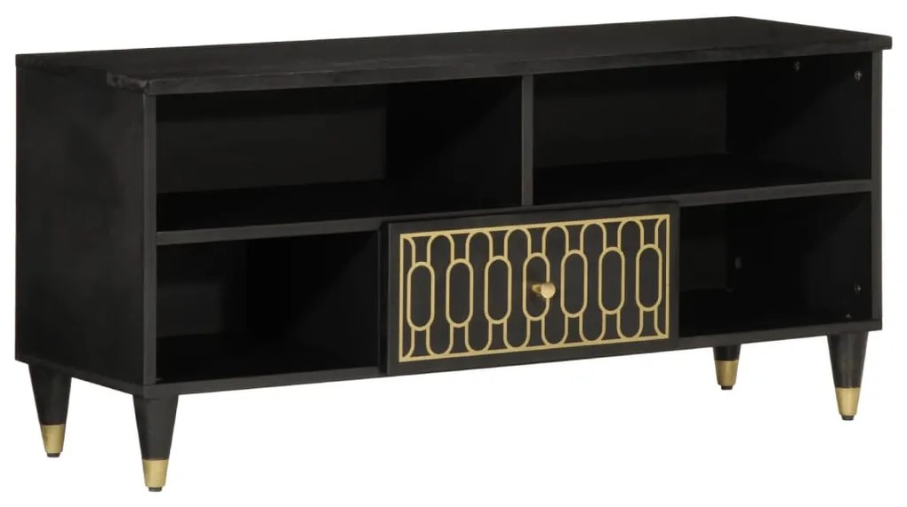 Mobile Porta Tv 100x33x46 Cm İn Legno Massello Di Mango /