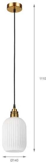 Lampadario a sospensione HECTOR con cavo 1xE27/15W/230V bianco/ottone Ø 14 cm