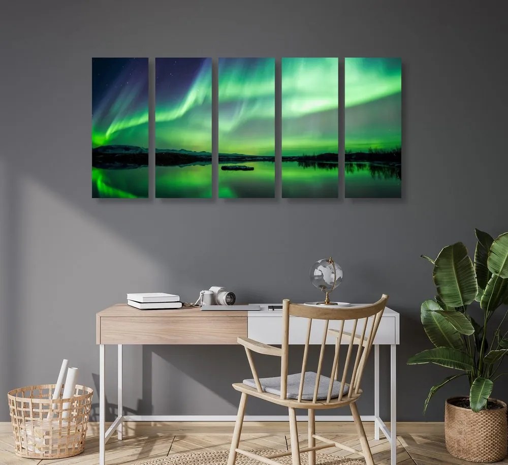 Quadri 5 pezzi – Aurora boreale