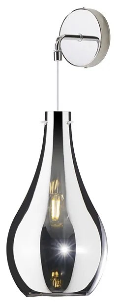 Applique Contemporanea Drop Metallo E Vetro Cromo 1 Luce E14