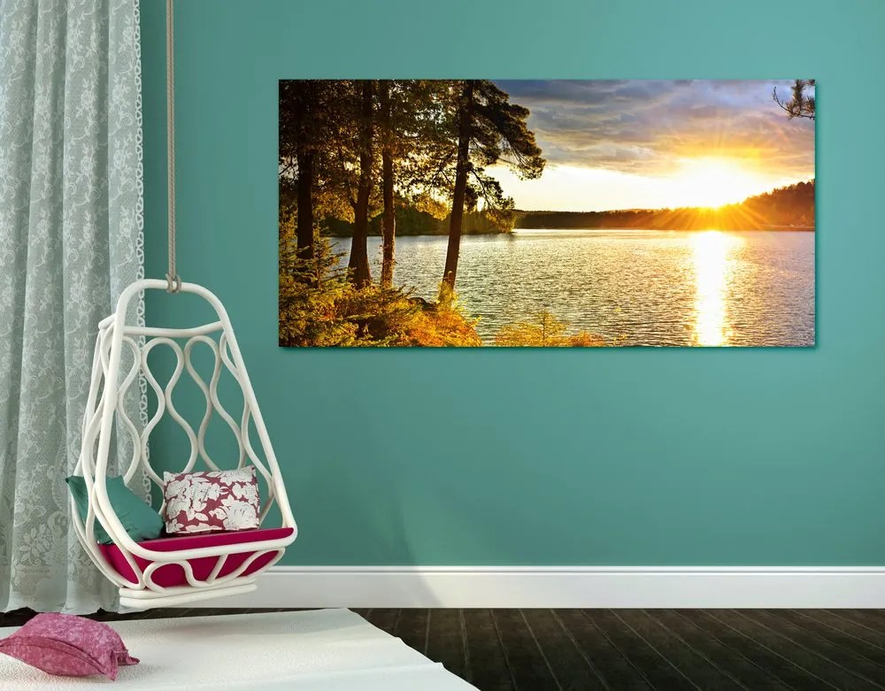 Stampa su tela – Tramonto sul lago