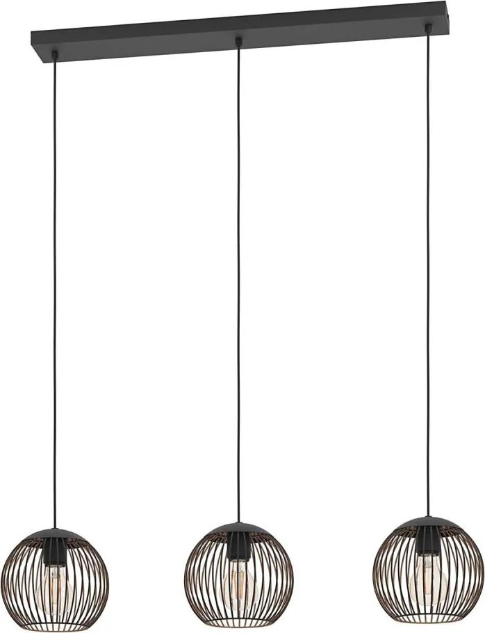 Eglo 901869 - Lampadario a cavo ALMANZORA 3xE27/60W/230V nero