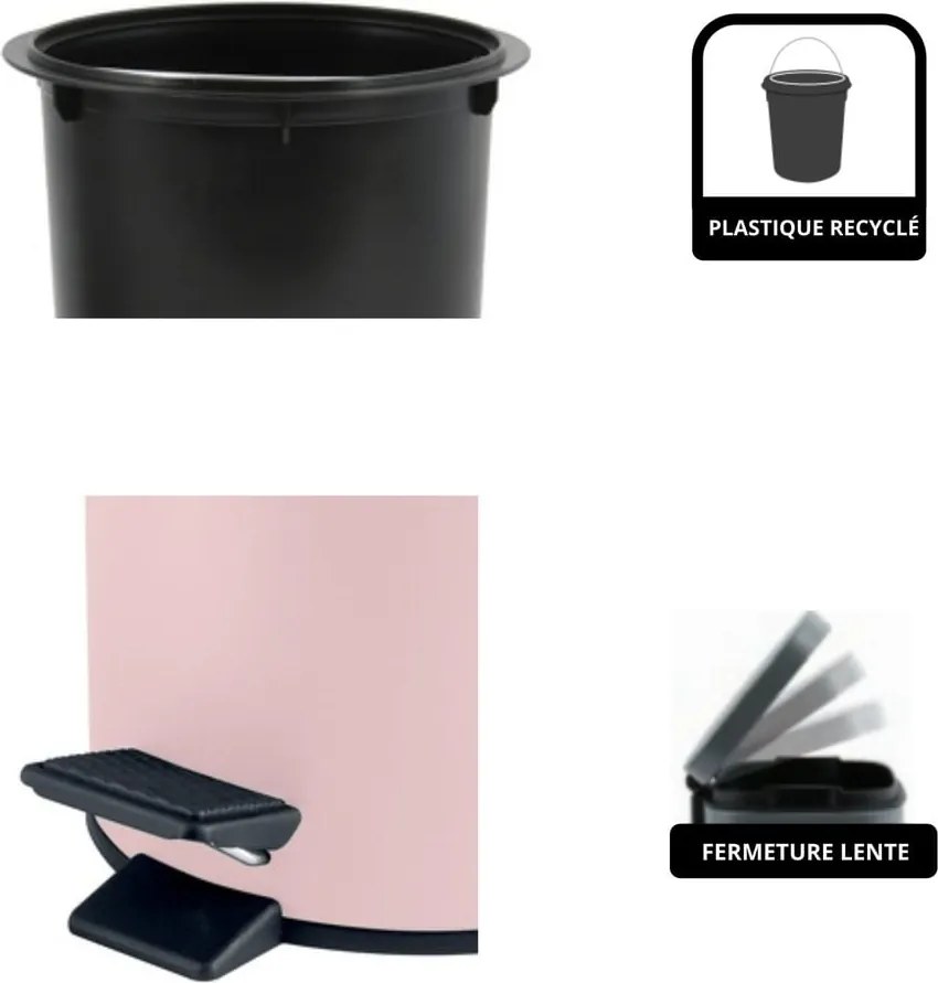 Cestino per la spazzatura rosa in acciaio con pedale 3 l Adelar – Spirella