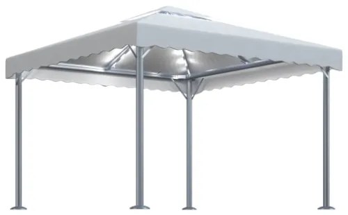 Gazebo con Stringa di Luci LED 300x300 cm Crema in Alluminio