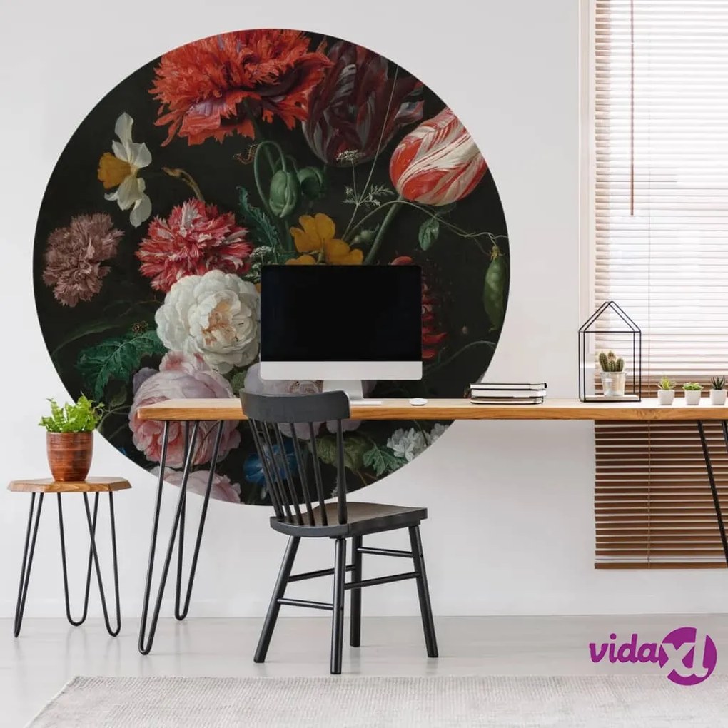 WallArt Carta da Parati Circolare Golden Age Flowers 142,5 cm