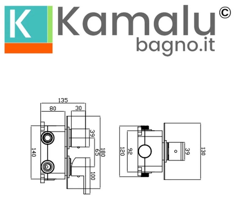 Kamalu - miscelatore doccia a muro con deviatore 3 vie finitura cromata | kam-diana