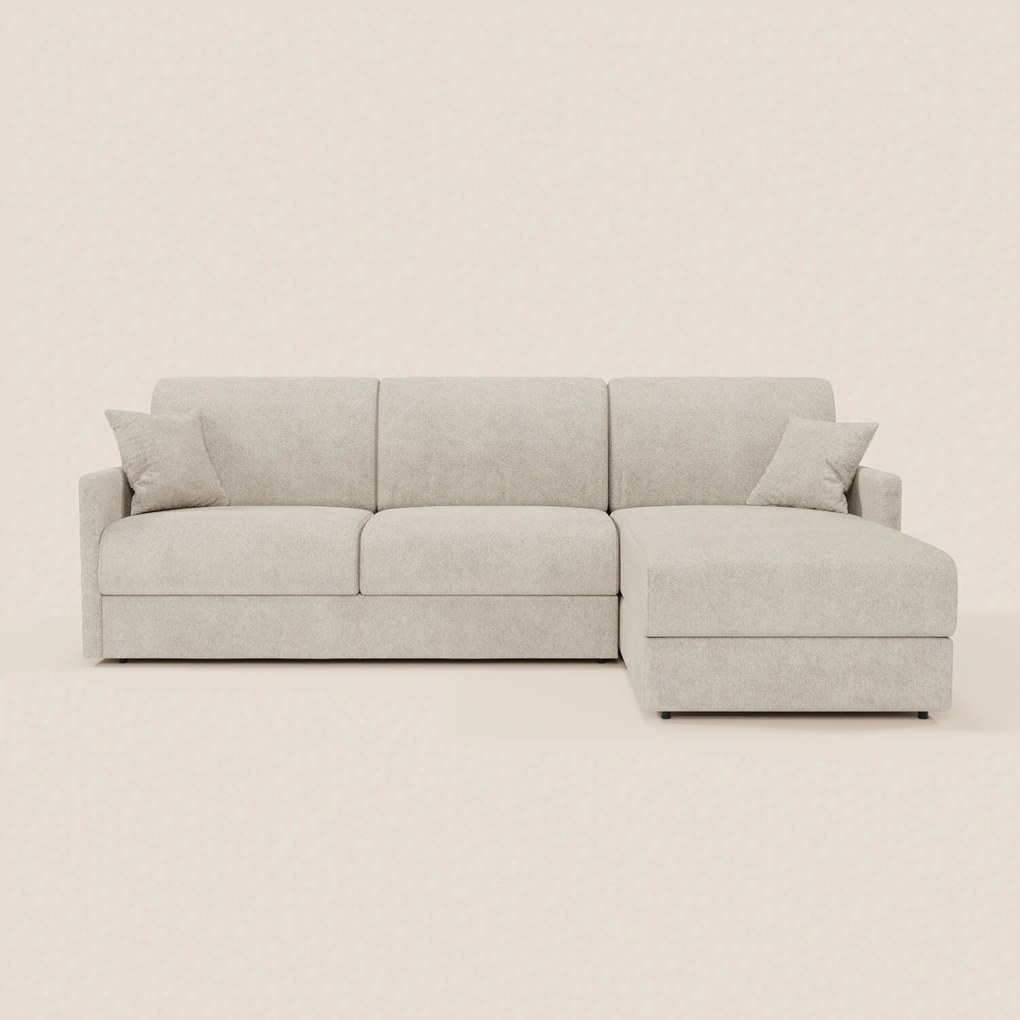 TOMMY Divano Letto con penisola contenitore - design minimal e sfoderabile in tessuto smacchiabile simil cotone T33