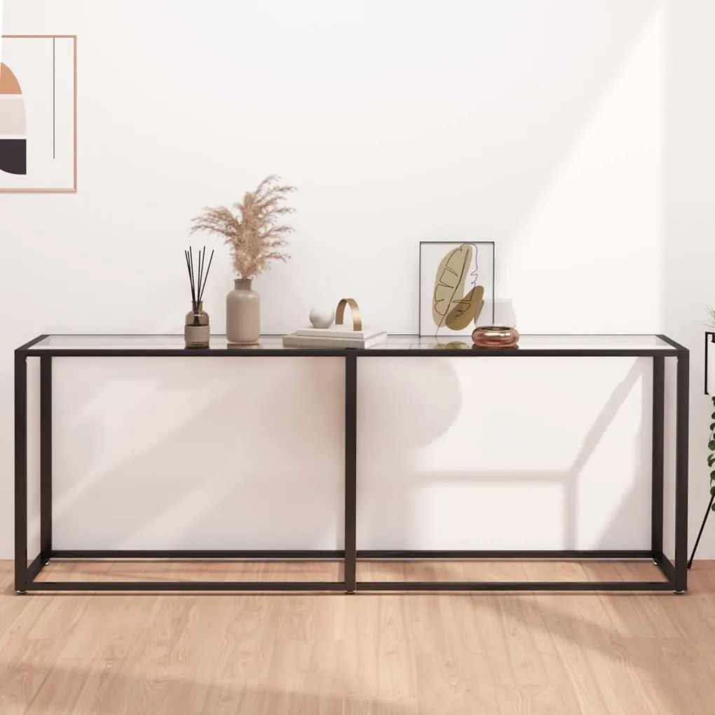 Tavolo Consolle Trasparente 200x35x75,5 Cm İn Vetro Temperato /