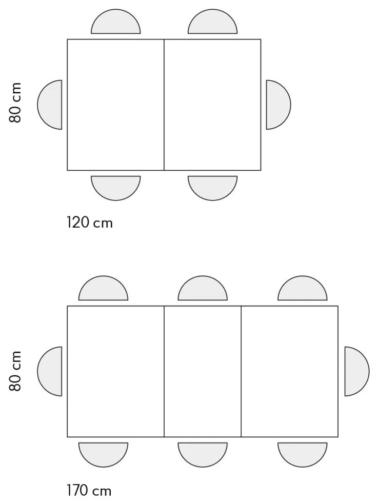 Tavolo LIPARI in legno finitura bianco frassinato e base bianca, allungabile 120&#215;80 cm &#8211; 170&#215;80 cm