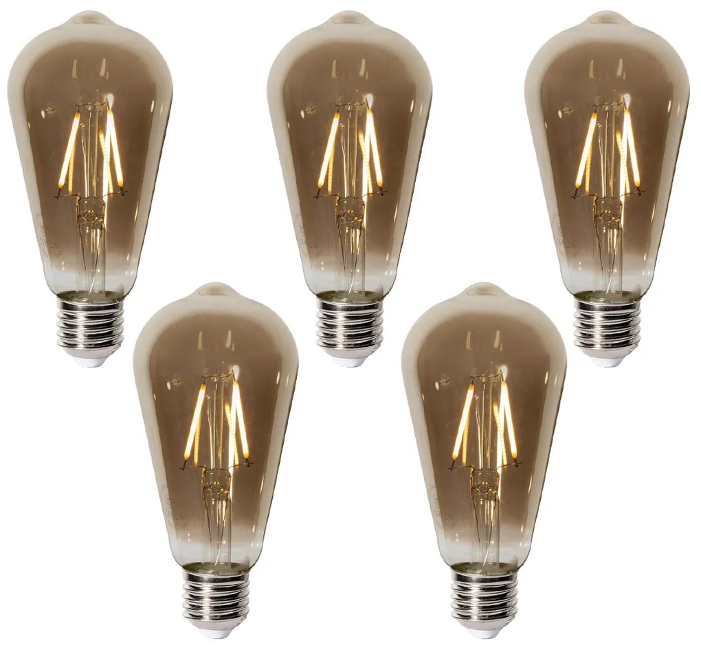 Set di 5 E27 dimbare LED lamp ST64 smoke 2W 200 lm 2700K