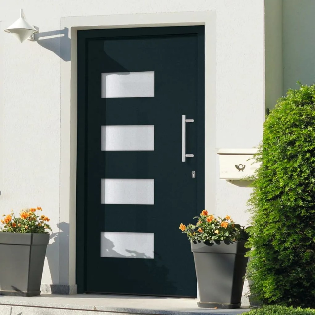 Porta Dıngresso İn Alluminio E Pvc Antracite 110x210 Cm /