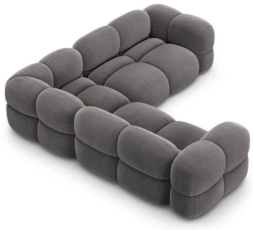 Divano angolare grigio con rivestimento in velluto Loretto – Cosmopolitan Design