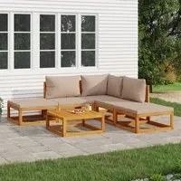 Set Salotto da Giardino 6pz con Cuscini Tortora Legno Massellocod mxl 100304