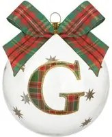 Pallina Natale con lettera G 10 cm tartan