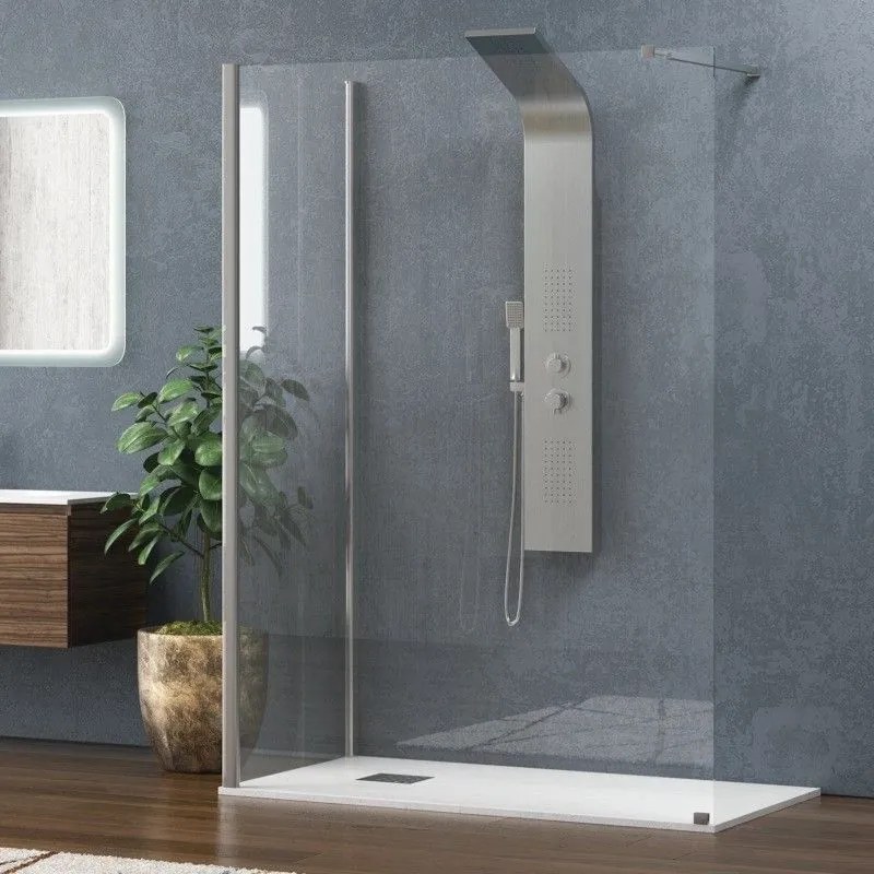 Kamalu - doccia walk-in ad angolo 100x90cm vetro anticalcare kw4000