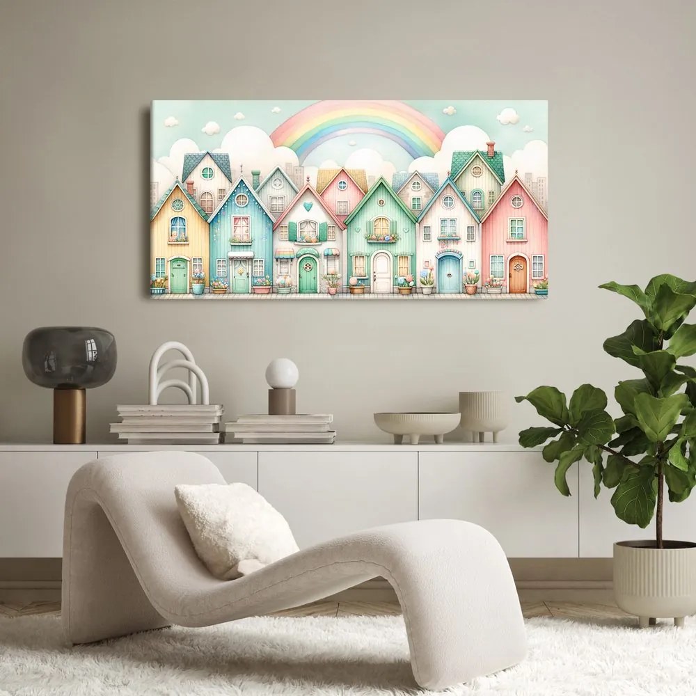Quadro su tela – Strada da favola con allegro arcobaleno