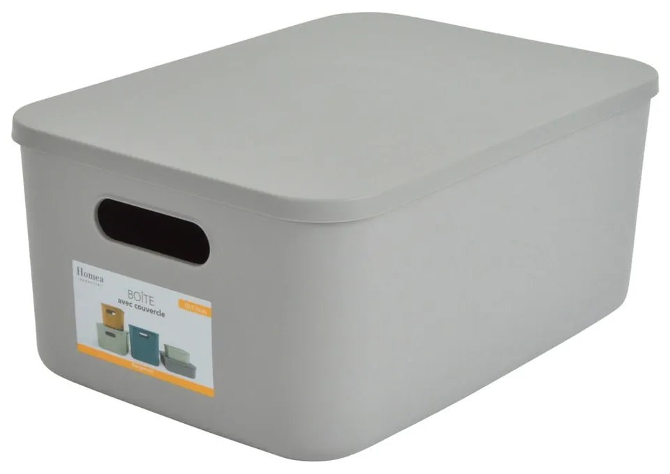 Scatola con coperchio grigia in plastica 35,5x25,5x16 cm – Homéa