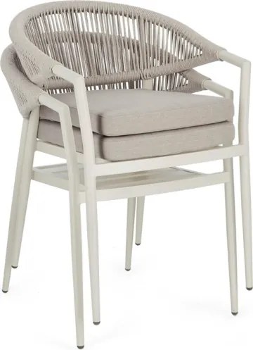 Sedia Da Esterno Impilabile Con Braccioli In Alluminio E Corda Millor Wall Bizzotto