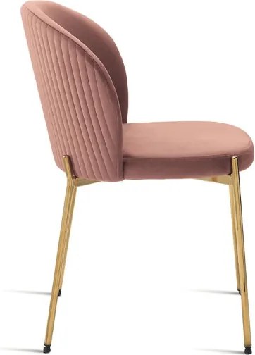 Sedia in velluto Cipria con struttura in metallo Oro MEGAN 2 sedie