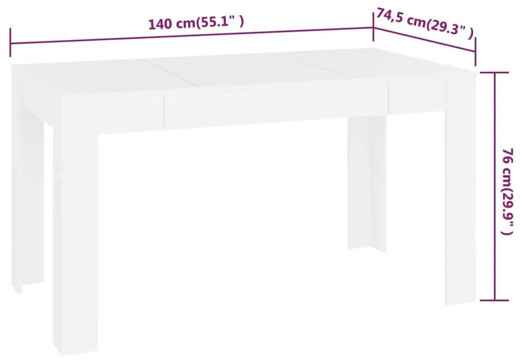 Tavolo da pranzo bianco 140x74,5x76 cm in legno multistrato