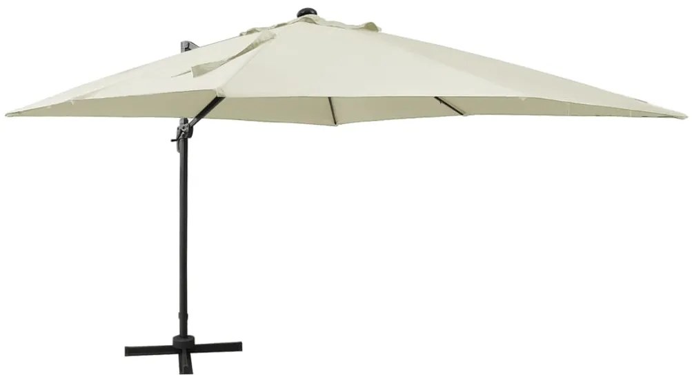 Ombrellone A Sbalzo Con Palo E Luci A Led Sabbia 300 Cm /