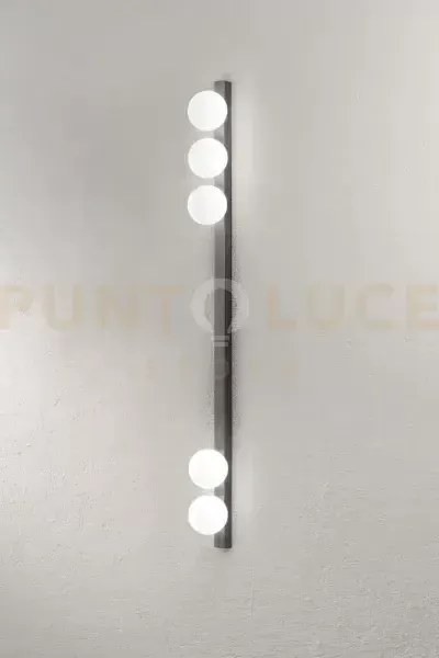 Applique in metallo grigio titanio e vetro bianco acidato snooky 5 ...