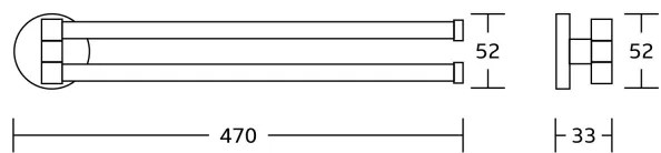 Aqualine - Rotating muro asciugamano supporto SAMBA 47 cm nero