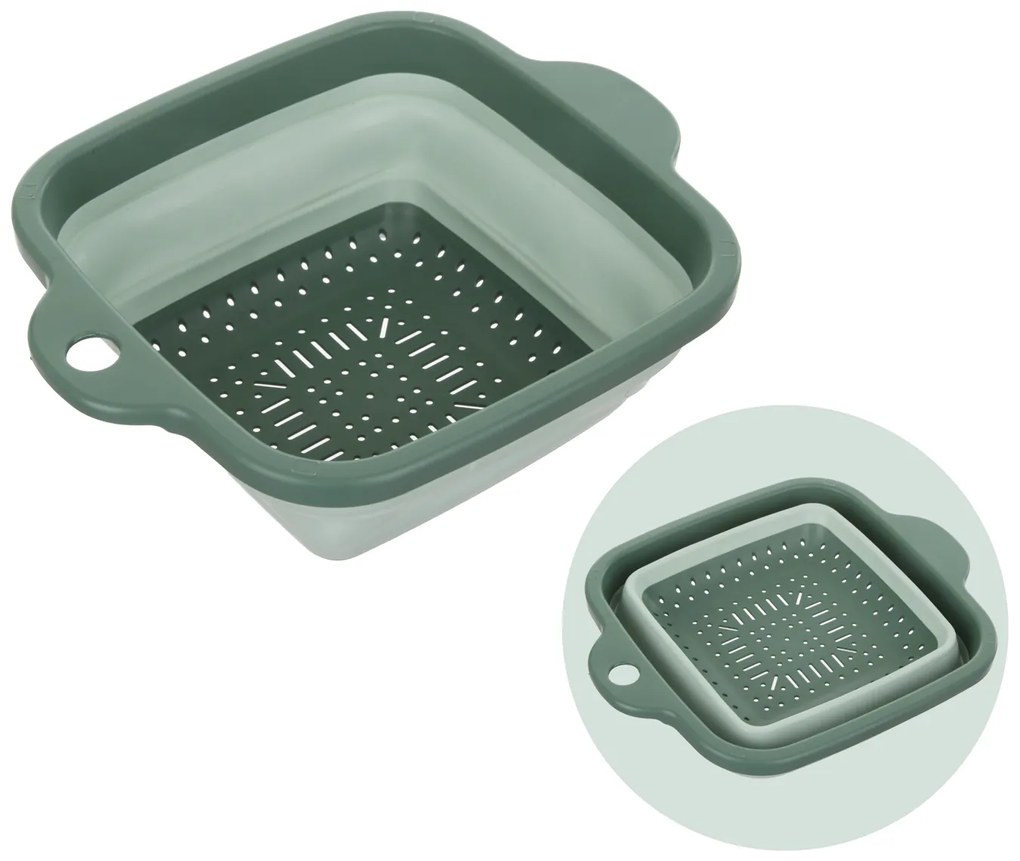 Scolapasta quadrato salvaspazio pieghevole verde