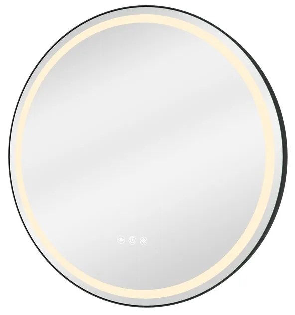 Specchio con illuminazione integrata bagno tondo SENSEA L 60 x H 60 x P 3 cm grigio / argento