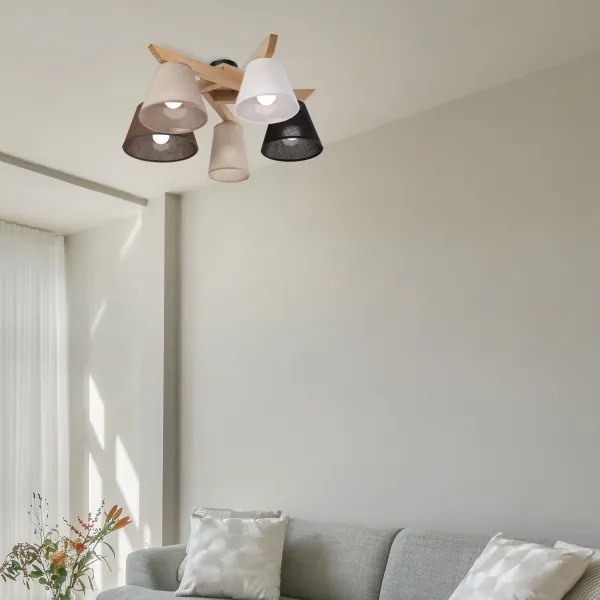 Brilagi - LED Lampadario a plafone ANTHONY 5xE14/40W/230V quercia