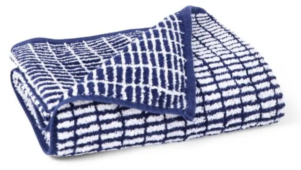 Asciugamano tipo terry bianco/blu in misto bambù 50x100 cm Nuance – JUNA