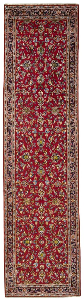 Kashan Tappeto persiano 390x100 Rosso (Iran) Annodato A Mano