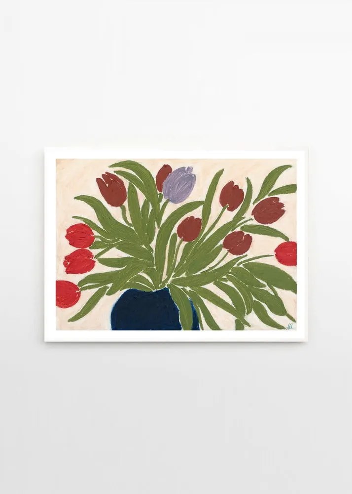 Poster 70x50 cm Tulips in a Blue Vase – Anine Cecilie Iversen – The Poster Club