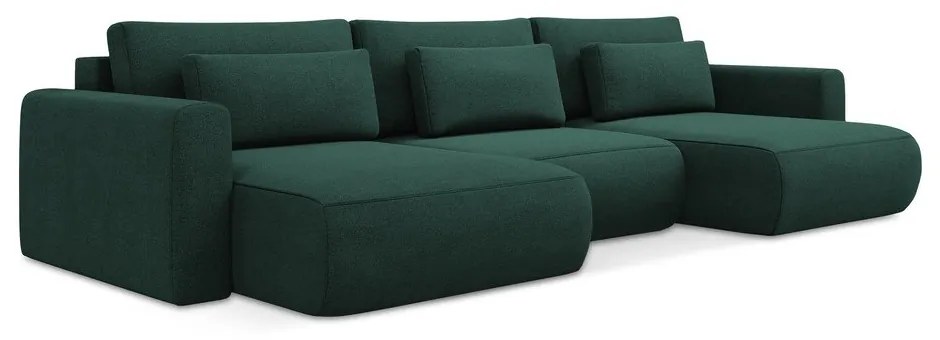 Divano angolare verde allungabile/con contenitore (a U) Kapua – Makamii